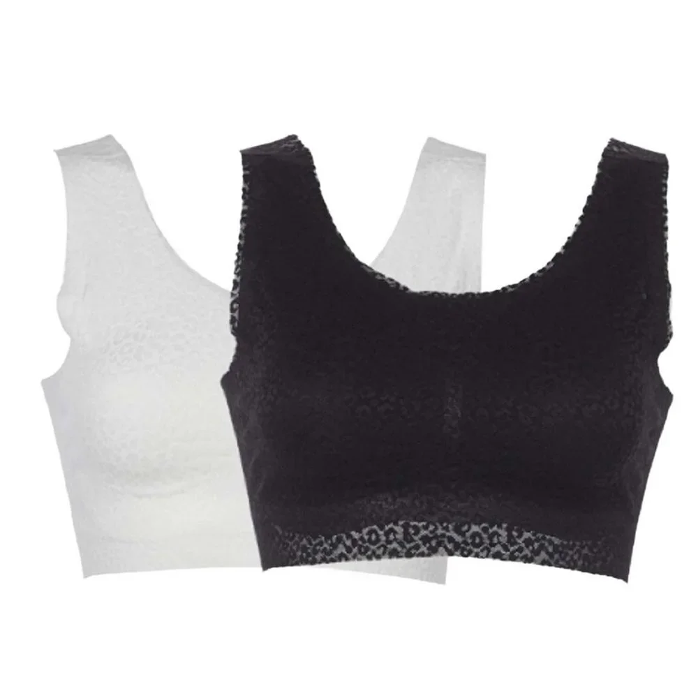 Rhonda Shear Animal Print Mesh Leisure Bra 2 Pack MEDIUM